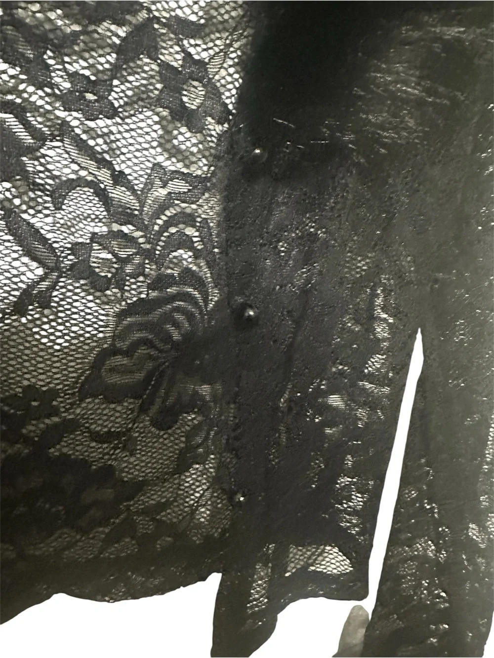 Women’s Black Lace Faux Fur Trim 2 Piece Set Small Goth Coquette Y2K